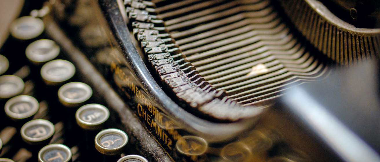 A closeup of an old typewriter.